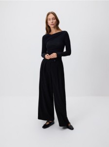 Bluzka z marszczeniami - czarny