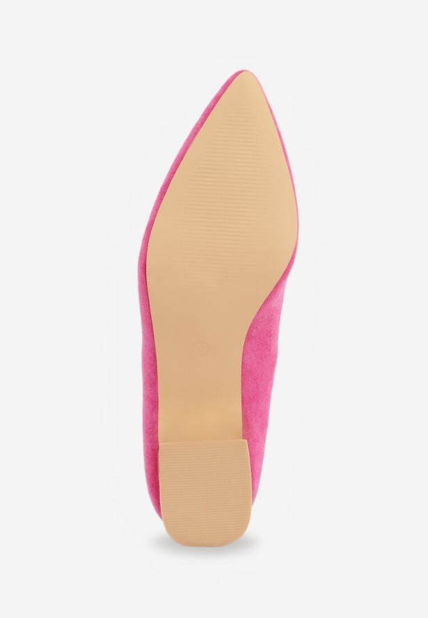 Fuksjowe Czółenka na Słupku Vices z Wkładką ze Skóry Naturalnej Anniriel