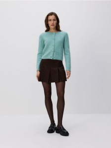 Plisowane spódnico-szorty - ciemnobrązowy