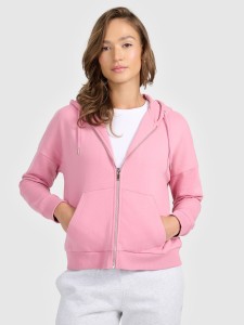 4F Bluza dresowa rozpinana z kapturem damska - różowy XL