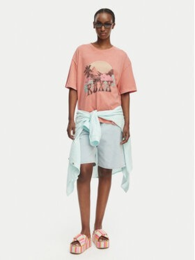 Roxy T-Shirt Talloversize Washed ERJZT06081 Pomarańczowy jasny Loose Fit