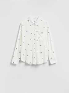 Wzorzysta koszula z wiskozy - ciemnobrązowy