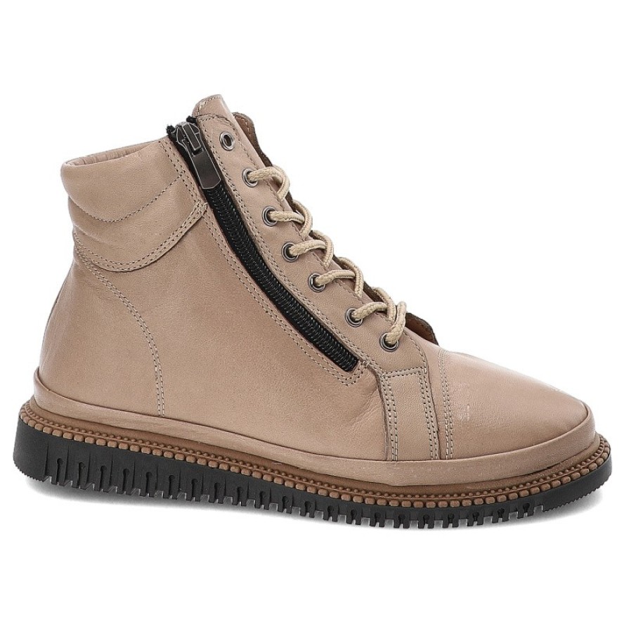 Beżowe Botki Artiker Ocieplane Obuwie Damskie