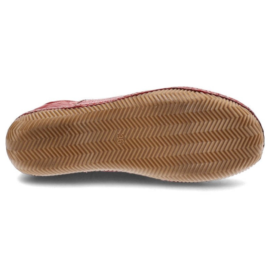 Czerwone Półbuty Maciejka Wygodne Skórzane Buty Damskie