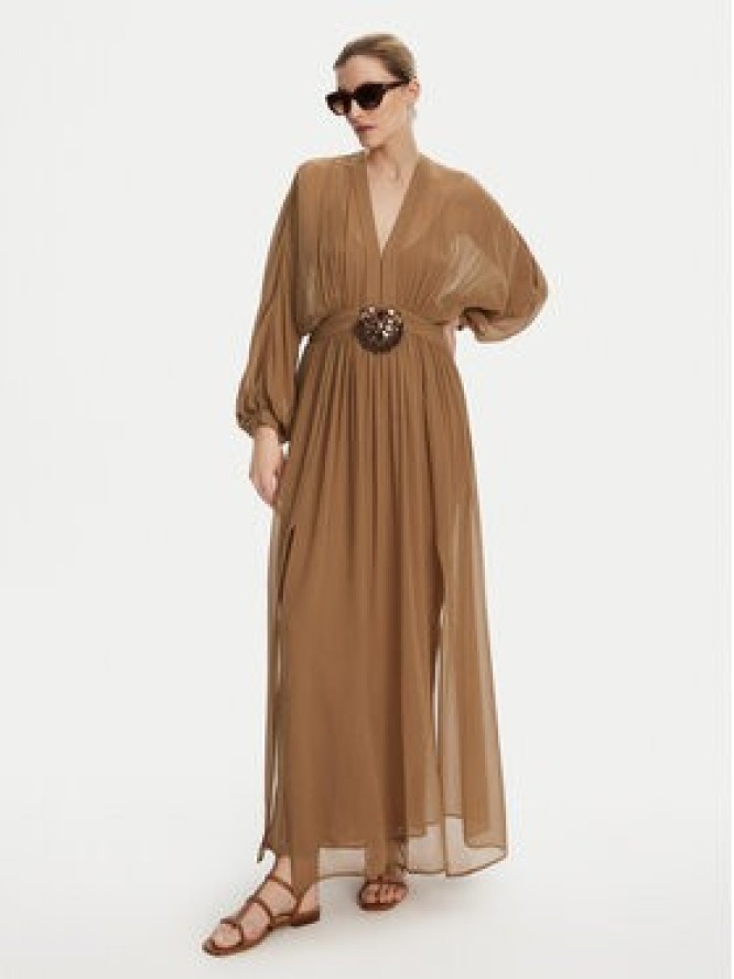 Luisa Spagnoli Sukienka wieczorowa Paiolo 541815 Brązowy Regular Fit