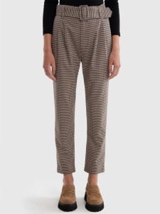 Spodnie damskie cygaretki z wysokim stanem w kratę Melisanai 000/ Melisana 000