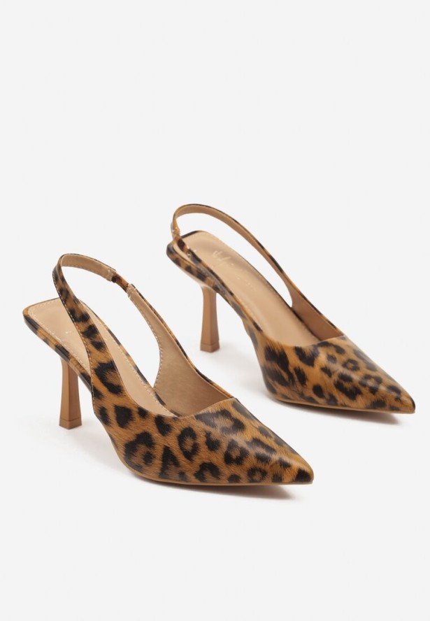 Panterkowe Sandały na Szpilce Slingback Falithra
