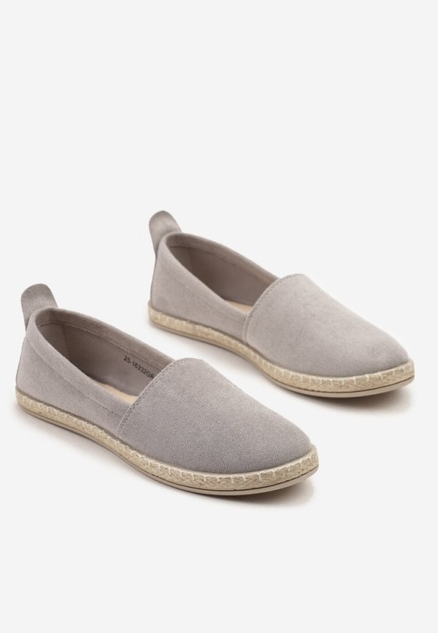 Szare Espadryle na Płaskiej Plecionej Podeszwie Juliatta