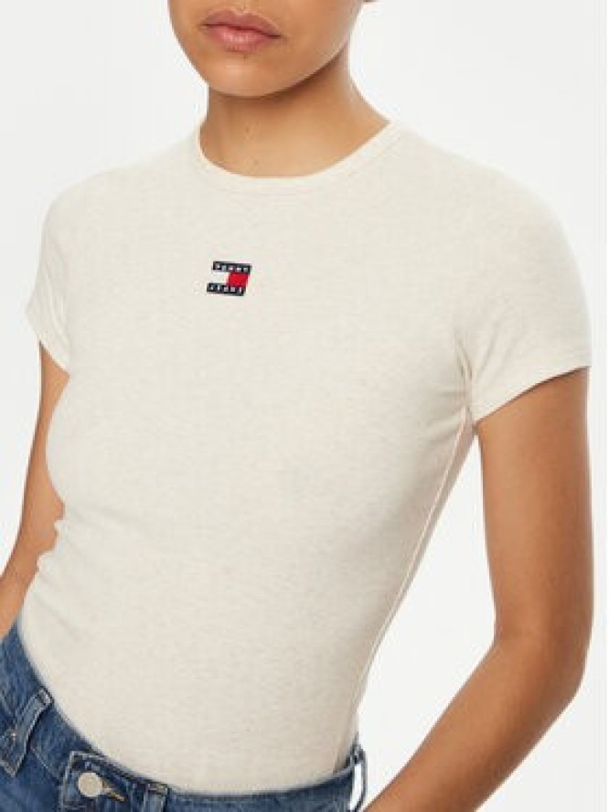 Tommy Jeans T-Shirt DW0DW20463 Beżowy Slim Fit