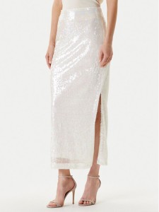 YAS Spódnica maxi Sequina 26037771 Écru Regular Fit
