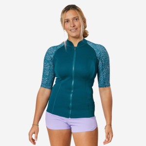 Top UV do snorkelingu damski Decathlon z neoprenu 1,5 mm krótki rękaw