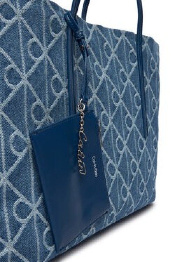 Calvin Klein Torebka Emblem Aop Denim Tote W/ Pouch LV04F3428G Niebieski