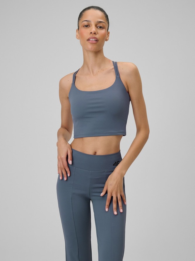 4F Crop-top do jogi szybkoschnący damski - granatowy L