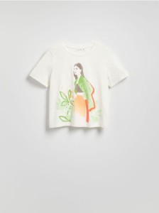 T-shirt z nadrukiem - złamana biel