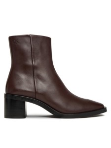 Calvin Klein Botki Block Heel Zip Boot Lth HW0HW02593 Bordowy
