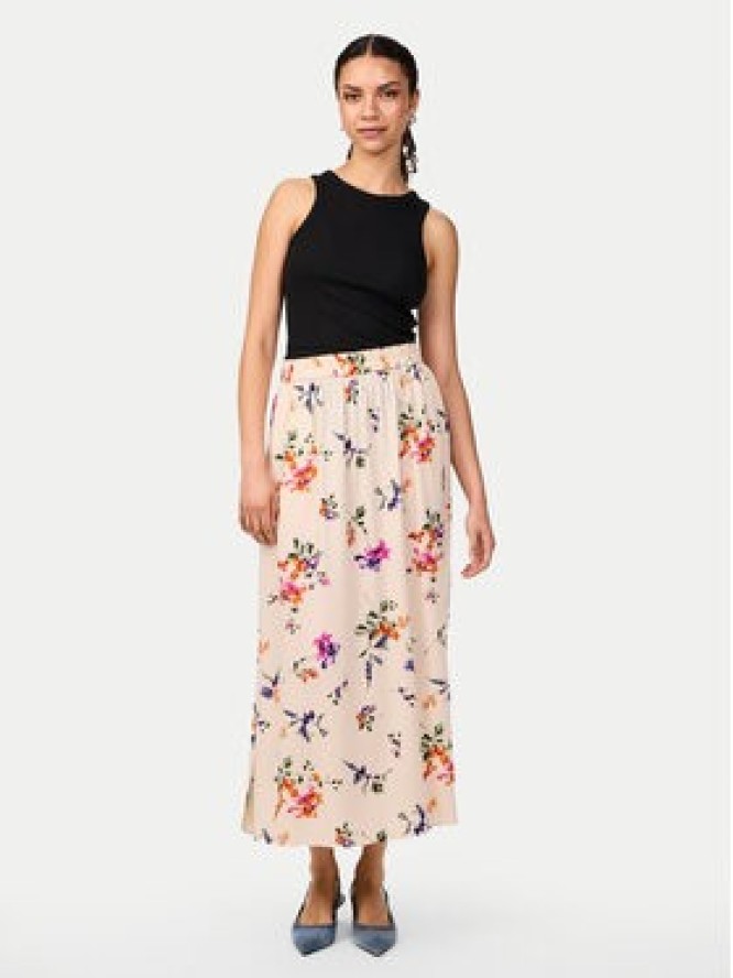 YAS Spódnica midi Asina 26034011 Écru Regular Fit