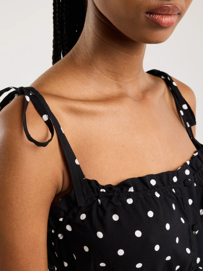 Sukienka damska mini z wiskozy w kropki czarna Casie 906