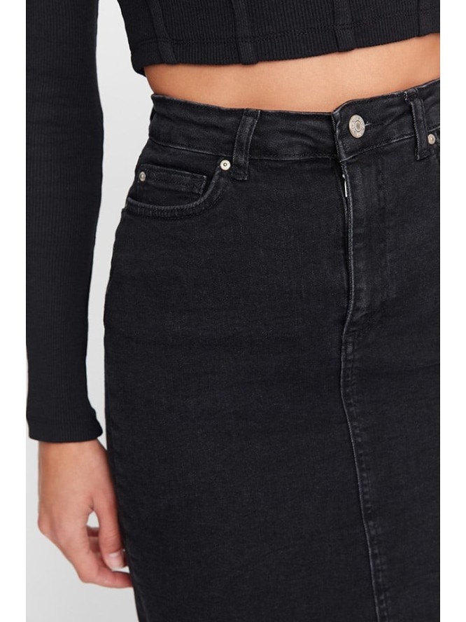 trendyol Spódnica dżinsowa w kolorze czarnym rozmiar: 34