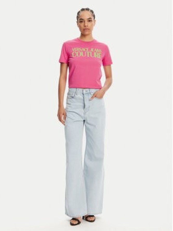 Versace Jeans Couture T-Shirt 78HAHE05 Różowy Regular Fit