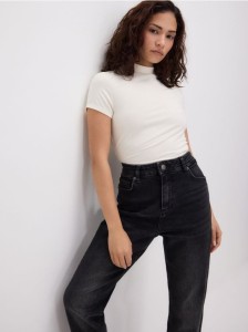 Jeansy boyfriend slim - szary