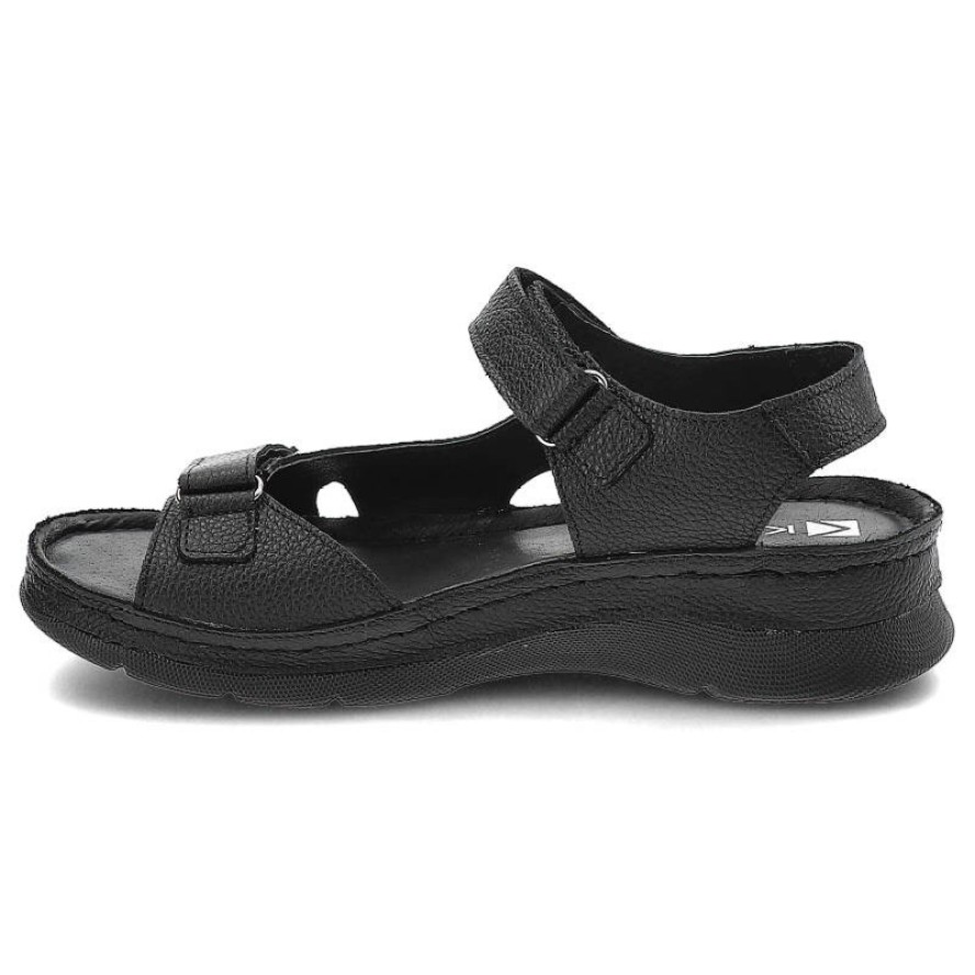 Czarne Sandały Kampa Wygodne Skórzane Buty Na Lato