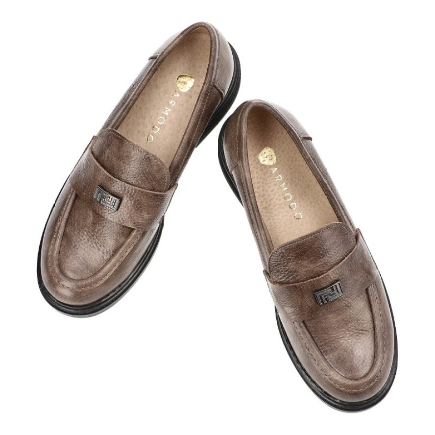 Brązowe Półbuty Armodo Wsuwane Obuwie Damskie