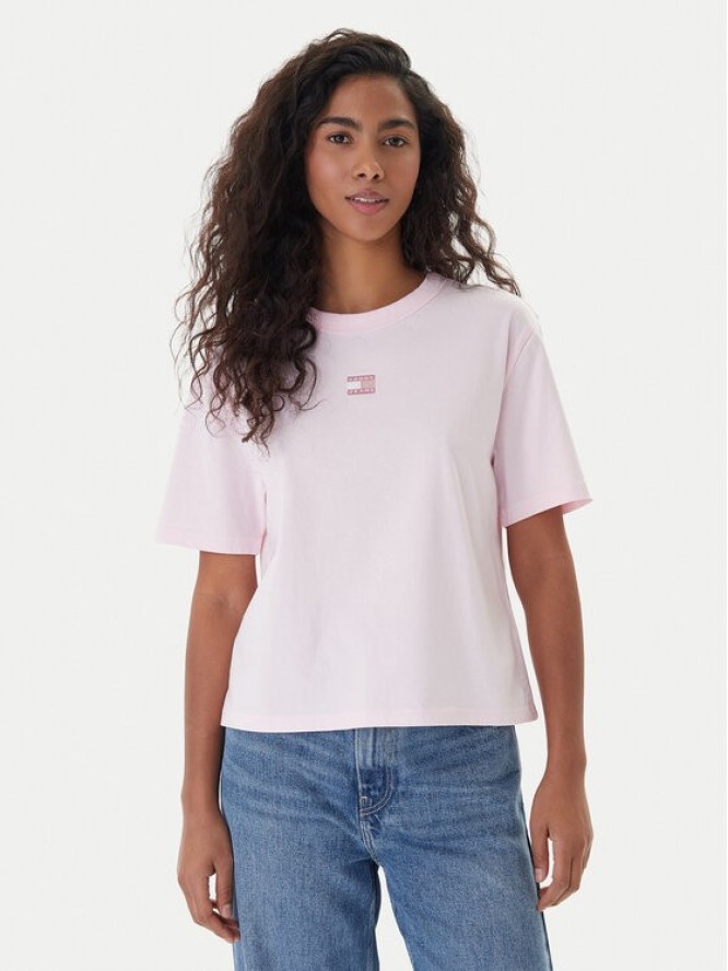Tommy Jeans T-Shirt Badge DW0DW22202 Różowy Boxy Fit