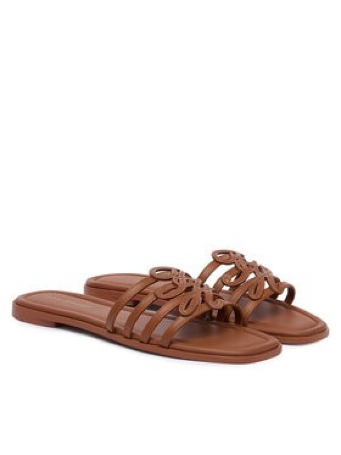 Tommy Hilfiger Klapki Th Script Flat Mule Lth FW0FW09368 Brązowy
