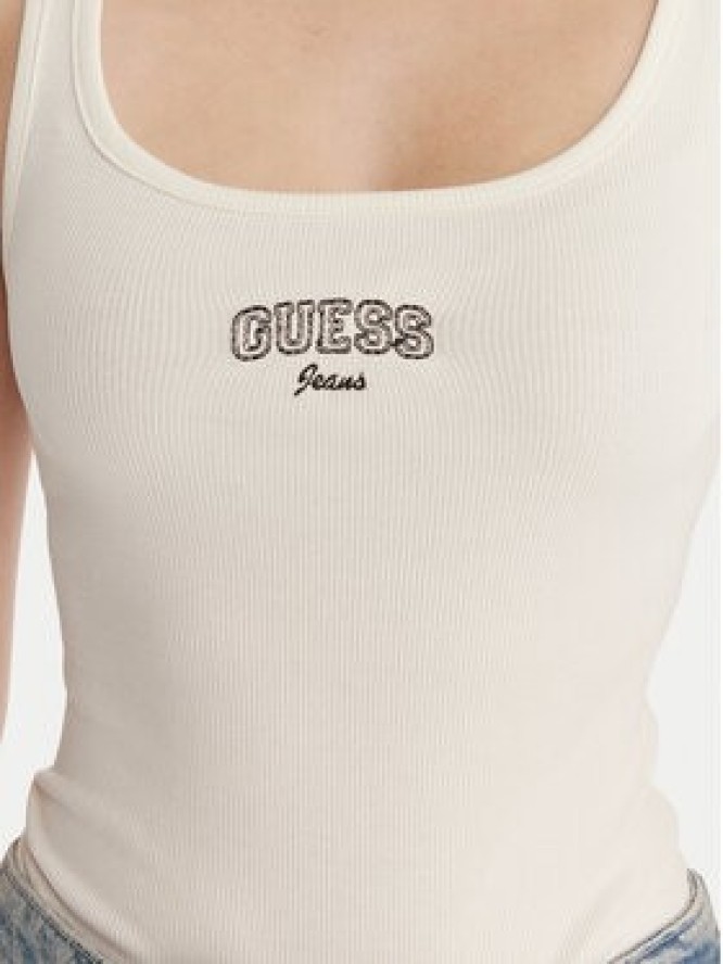 Guess Jeans Top W6RP20 KA0H1 Écru Slim Fit