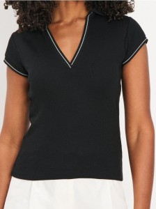 Bluzka z kołnierzykiem - czarny