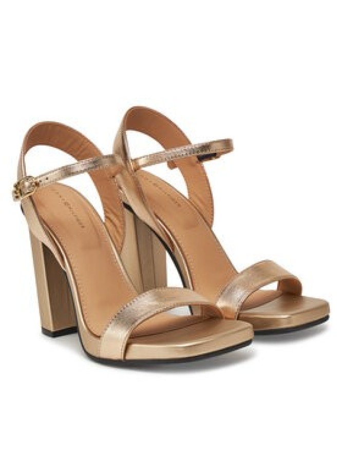 Tommy Hilfiger Sandały High Heel Golden Leather Sandal FW0FW08674 Złoty