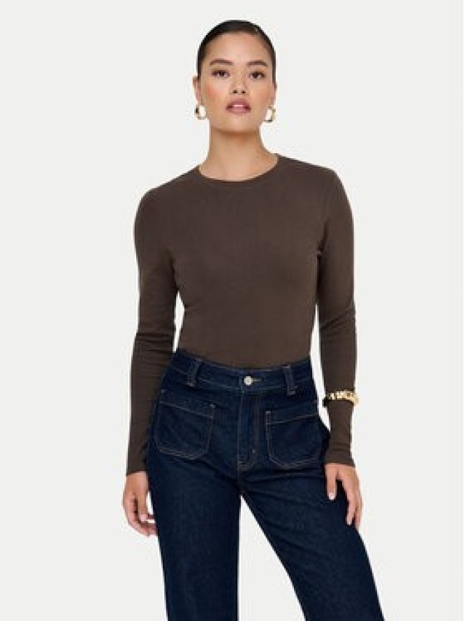 ONLY Bluzka Riley 15323159 Brązowy Slim Fit