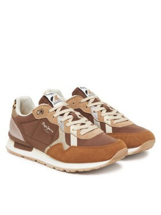 Pepe Jeans Sneakersy Brit Glitter W PLS400005 Brązowy