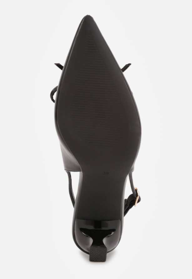 Czarne Szpilki VICES z Odkrytą Piętą i Ozdobnym Gorsetowym Sznurowaniem Aziruna