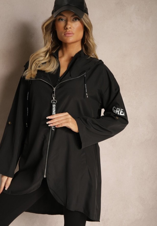 Czarna Kurtka Wiatrówka Oversize Palishe