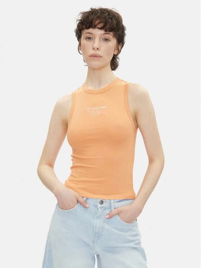 Pepe Jeans Top Viv PL506032 Pomarańczowy Slim Fit