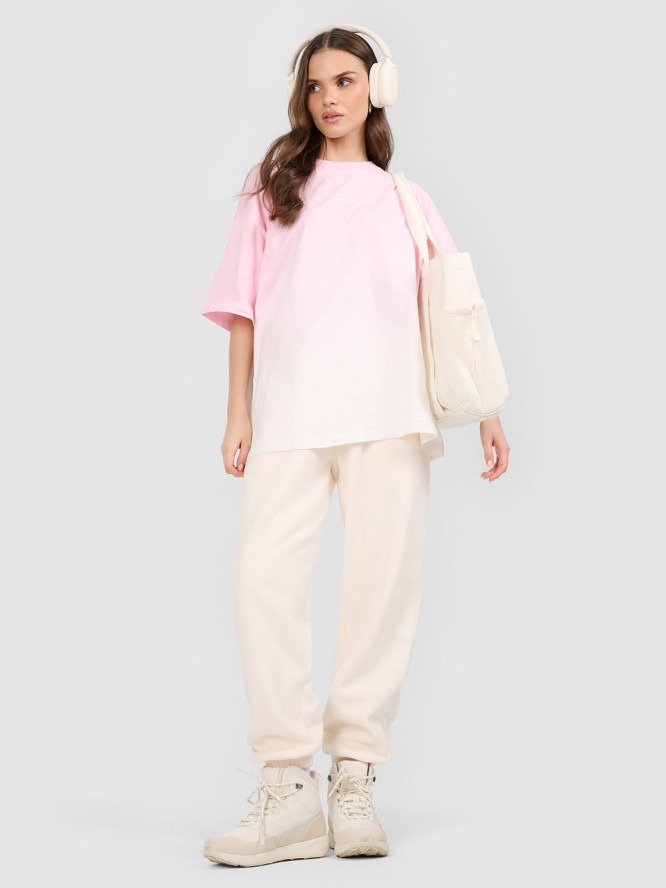 4F T-shirt loose z nadrukiem damski - różowy L