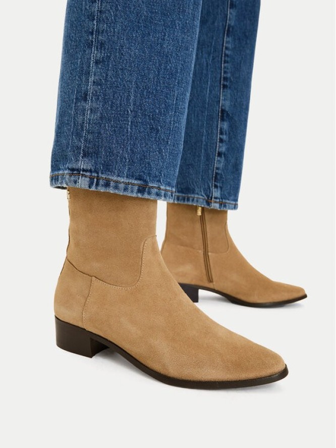 Tommy Hilfiger Botki Suede Ankle Boot W Zip FW0FW09922 Beżowy