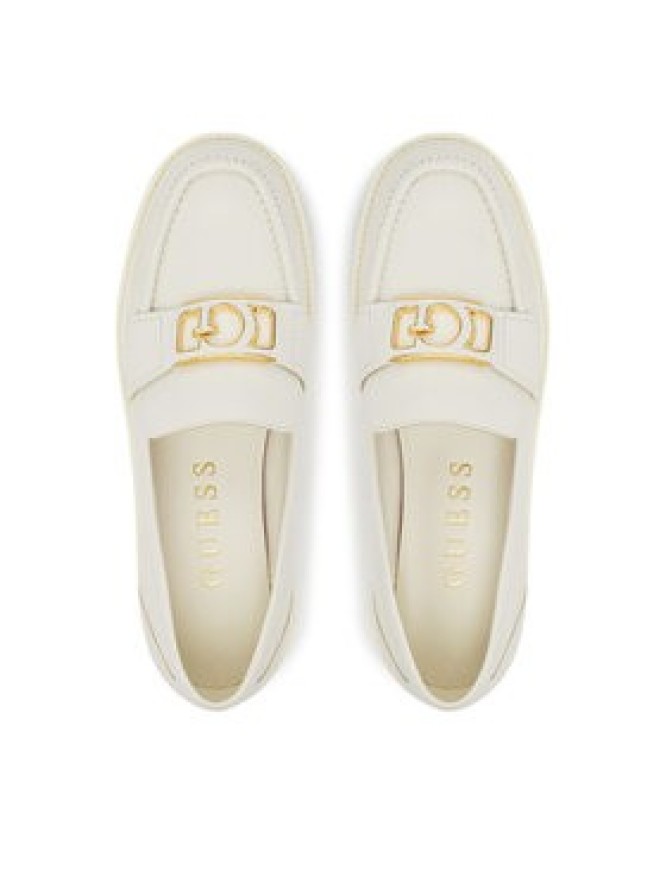 Guess Loafersy FLPSHU LEA14 Écru