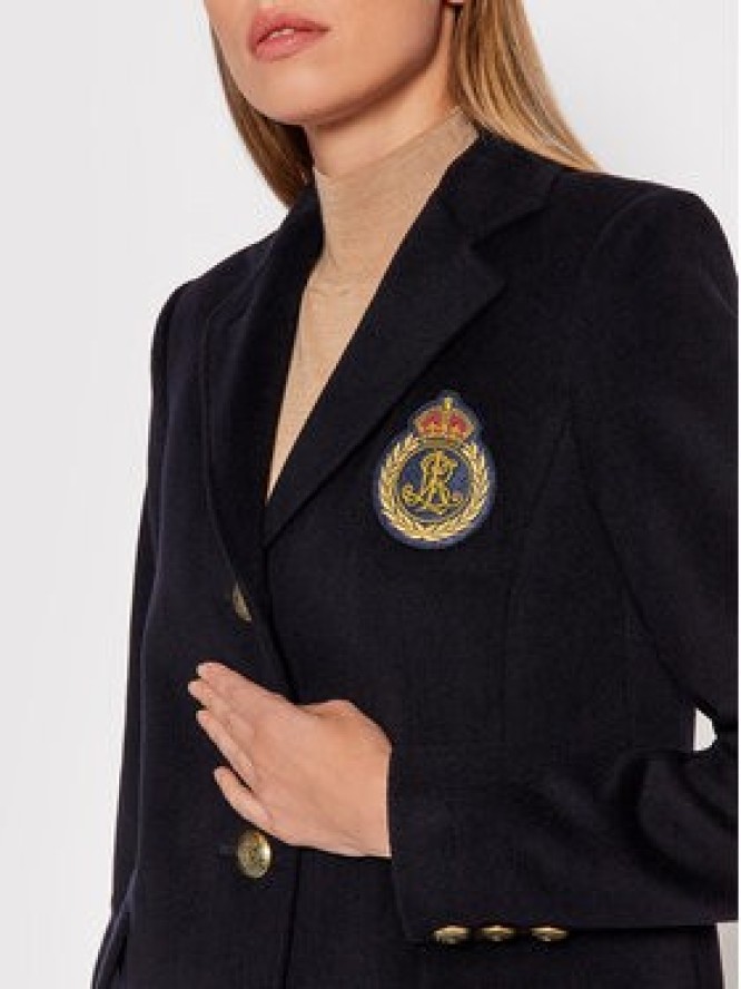 Lauren Ralph Lauren Płaszcz wełniany Sb Crest Patrch Wl Ct 297853841001 Granatowy Regular Fit