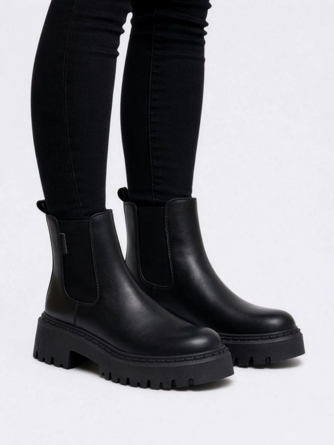 Botki damskie ze skóry naturalnej czarne SS274314 906