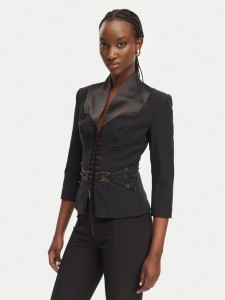 Elisabetta Franchi Marynarka GI-202-61E2-V590 Czarny Regular Fit