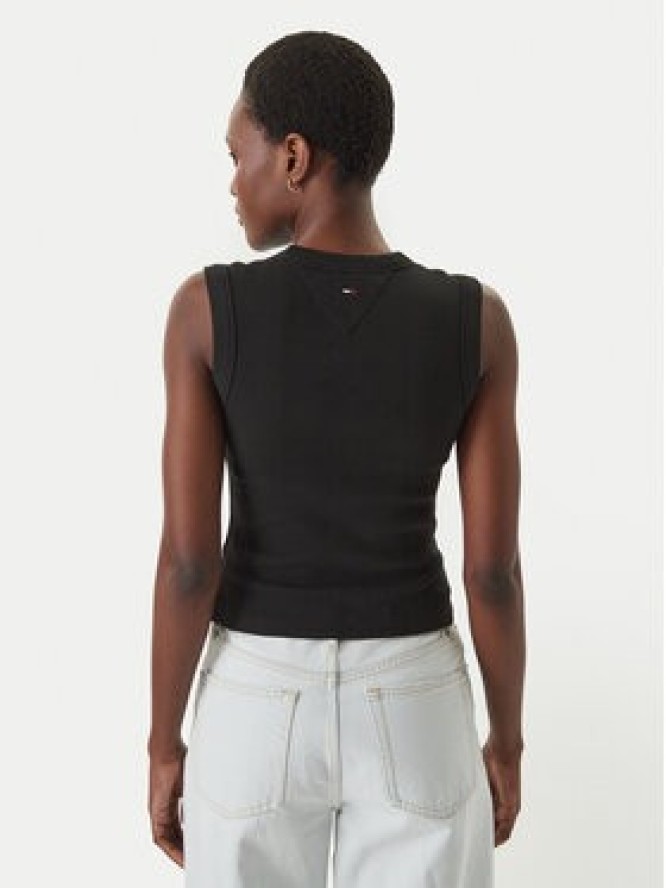 Tommy Jeans Top DW0DW22577 Czarny Slim Fit