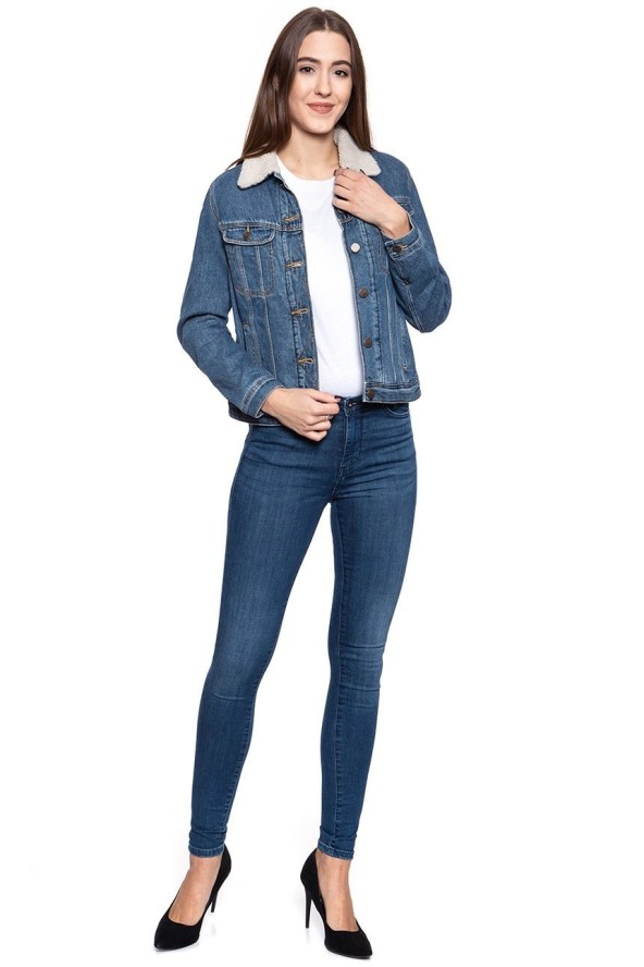 DAMSKA KURTKA ZIMOWA LEE SHERPA RIDER DARK STONEWASH L54VLJ46 112112980