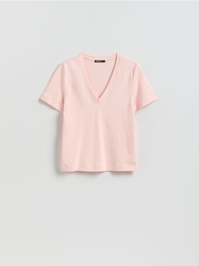 T-shirt z bawełny merceryzowanej - pastelowy róż
