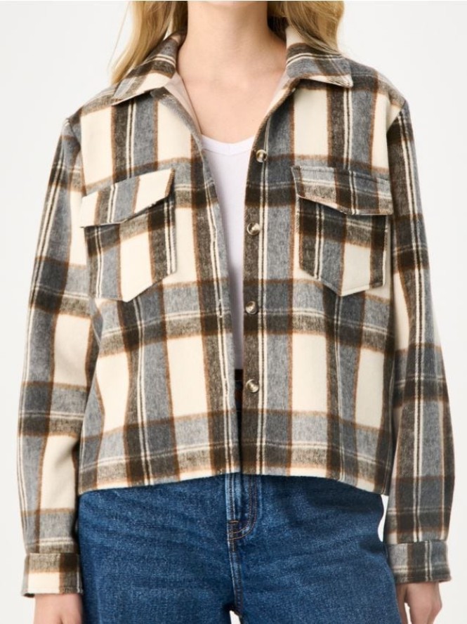 Kurtka koszulowa w kratę - wielobarwny