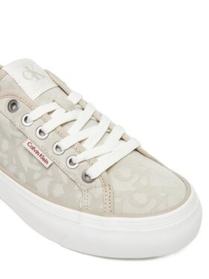 Calvin Klein Jeans Sneakersy Vulc Flatf Jacquard Aop YW0YW01965 Beżowy