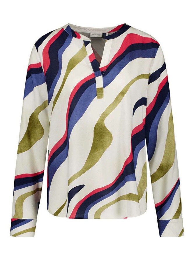 Gerry Weber Bluzka w kolorze oliwkowo-kremowo-niebieskim rozmiar: 42