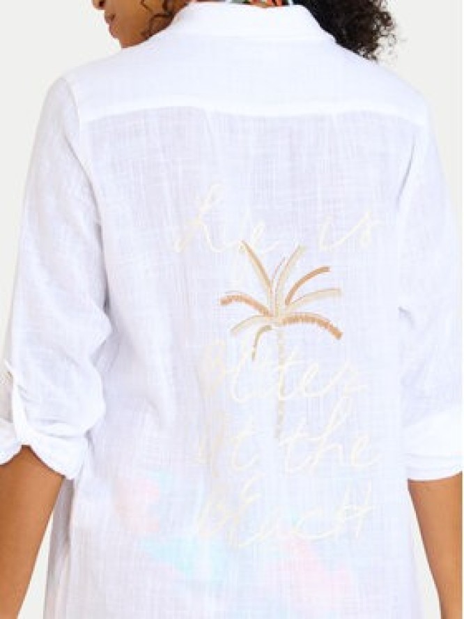 Banana Moon Koszula Garel Zelena LTL10 Biały Regular Fit