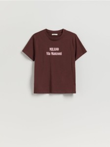 T-shirt z nadrukiem - ciemnobrązowy